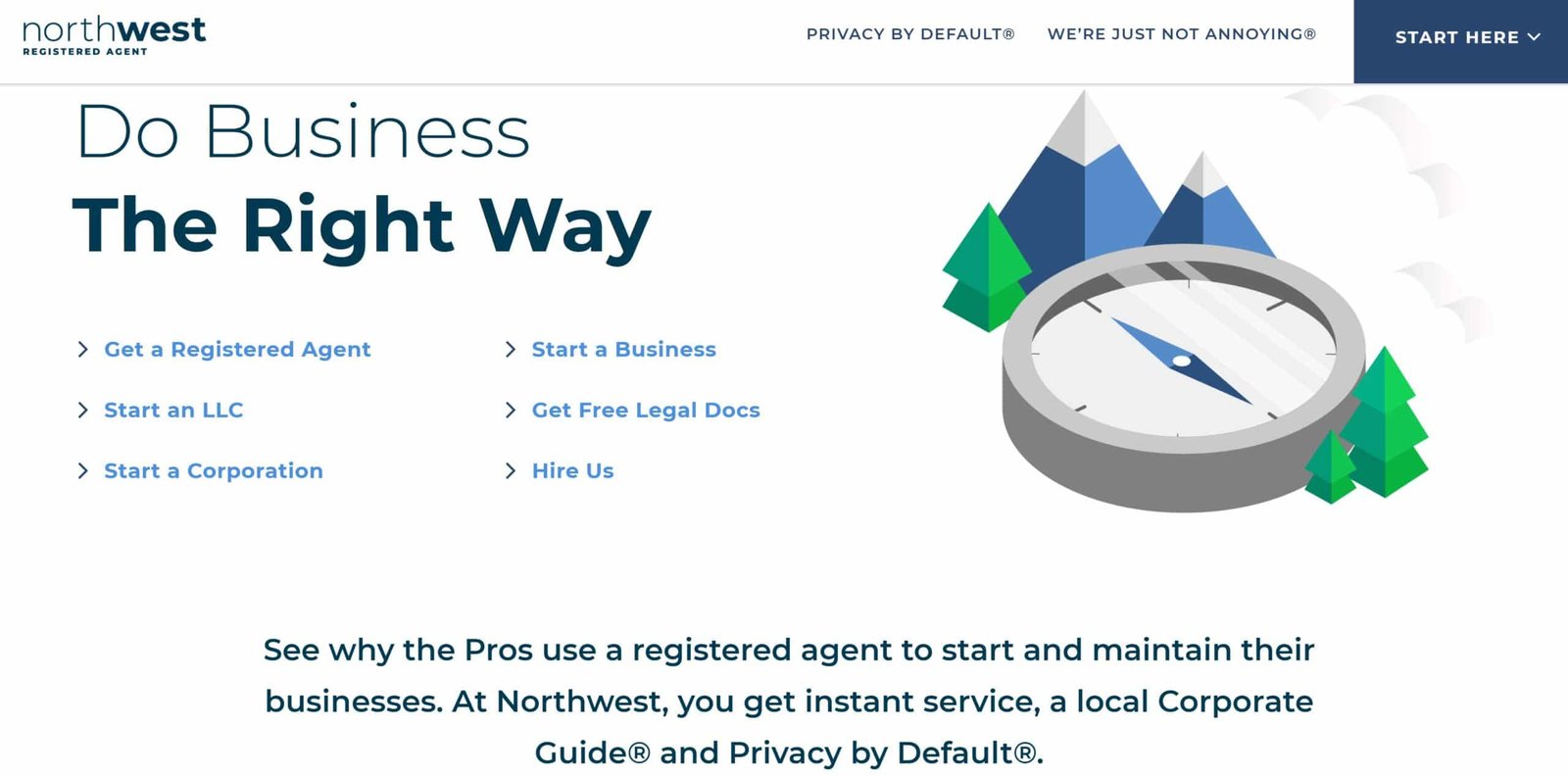 Northwest Registered Agent Website Top of Front Page