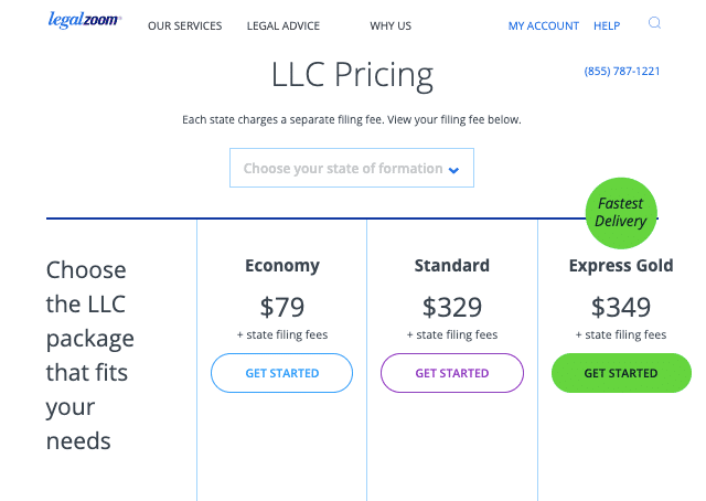 LegalZoom LLC Prices 