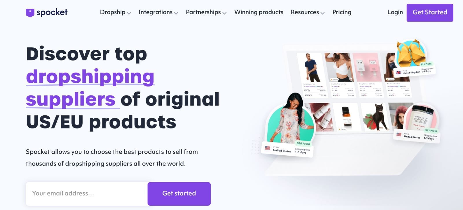 Spocket homepage best dropshipping companies